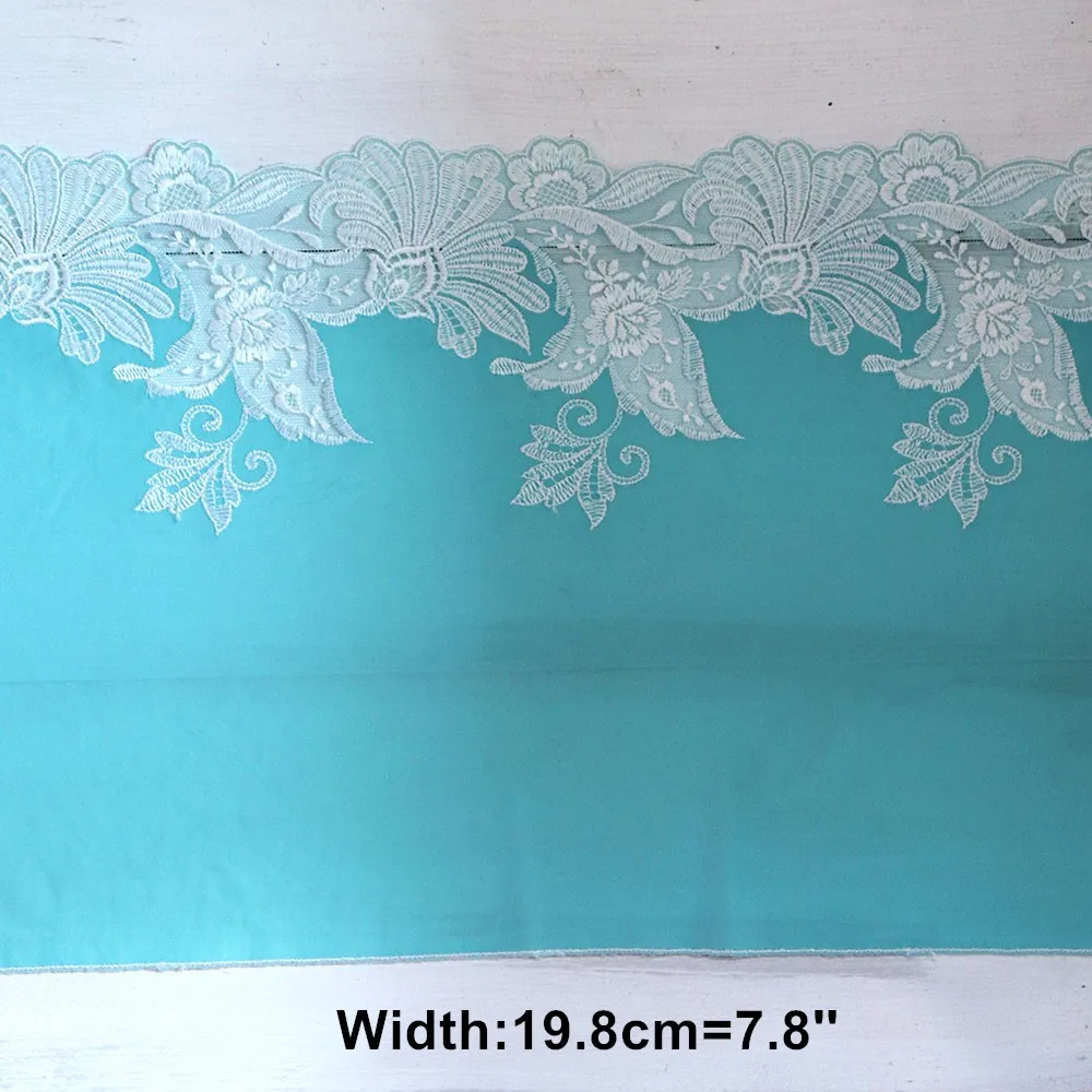 1 ярд 19,8 см ширина ручной работы DIY аксессуары для одежды Синяя вышивка кружевная ткань шторы диван кружевная отделка Аксессуары DIY LA233