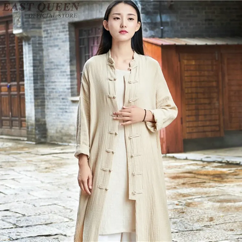 Китайская одежда Блузки женские длинная рубашка одежда для медитации китайская Туника Ао Дай красная традиционная китайская одежда KK2210 Y