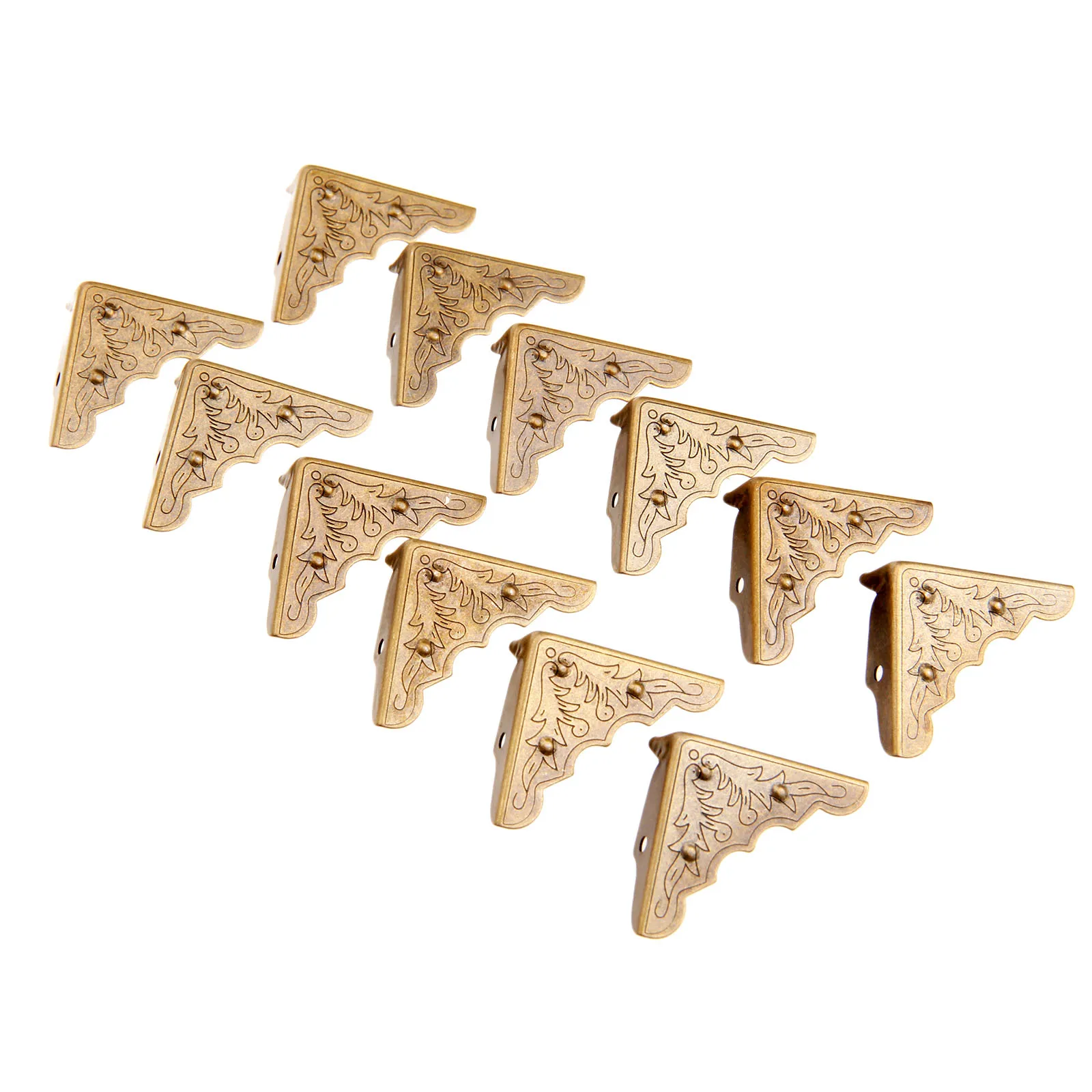 

12Pcs 32mm Antique Furniture Corner Decorative Protector Jewelry Box Gift Wine Chest Box Wood Case Feet Leg Corner Guard w/Nails