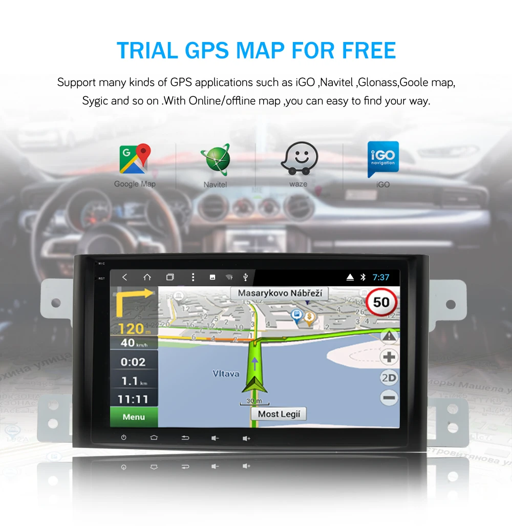 Top Bonroad 8"Android 8.0 Car Multimedia player For Suzuki Grand Vitara 2008-2013 Radio GPS Navigation Video Audio Player wifi BT 7