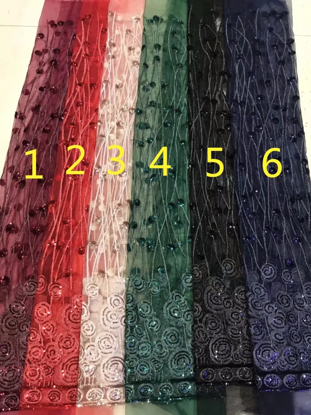 

2018 Sequins African Lace Fabric French Net Mesh Embroidery,French Advancs Sequined Lace Nigerian Sequins Wedding
