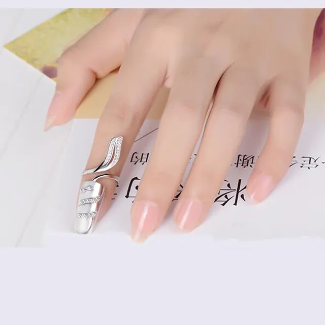 YAAMELI New Hot Fashion Cubic Zircon Crystal Fingernail Rings For Women Party Wedding Gifts Wholesale Fashion Finger Nail Ring