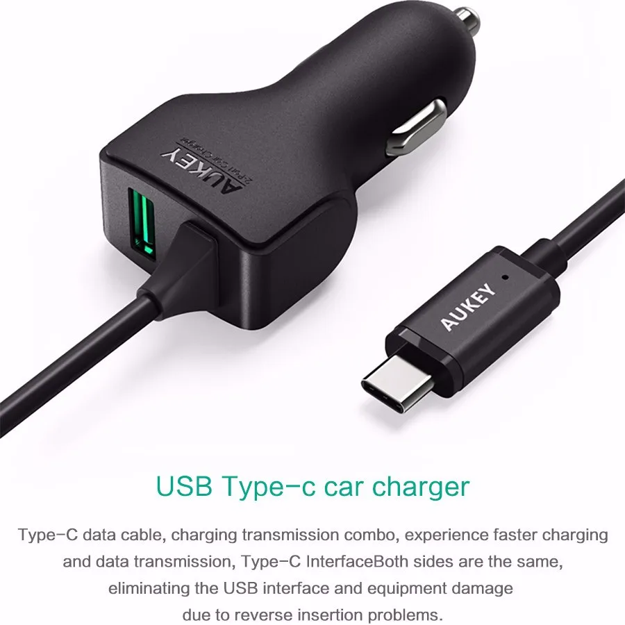 Ładowarka samochodowa Aukey CC-Y4 kabel Type-C 1XUSB