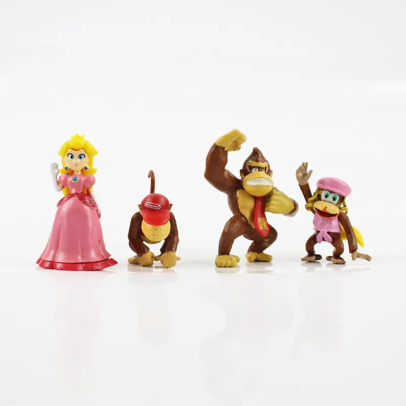 10pcs/set Super Mario Bros Luigi Peach PVC Action Figures Donkey Kong Wario Waluigi Toad Anime Figurines Kids Toys