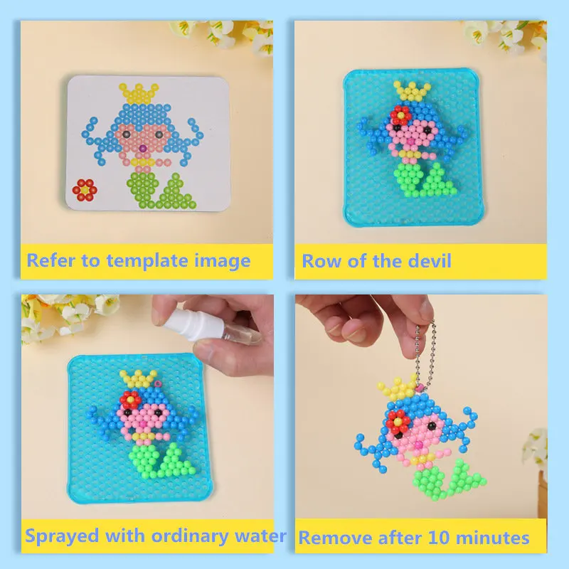 

Water Aqua beadbond sticky perler beads pegboard fuse jigsaw puzzle educational toys diy kids Children Birthday Christmas Gift