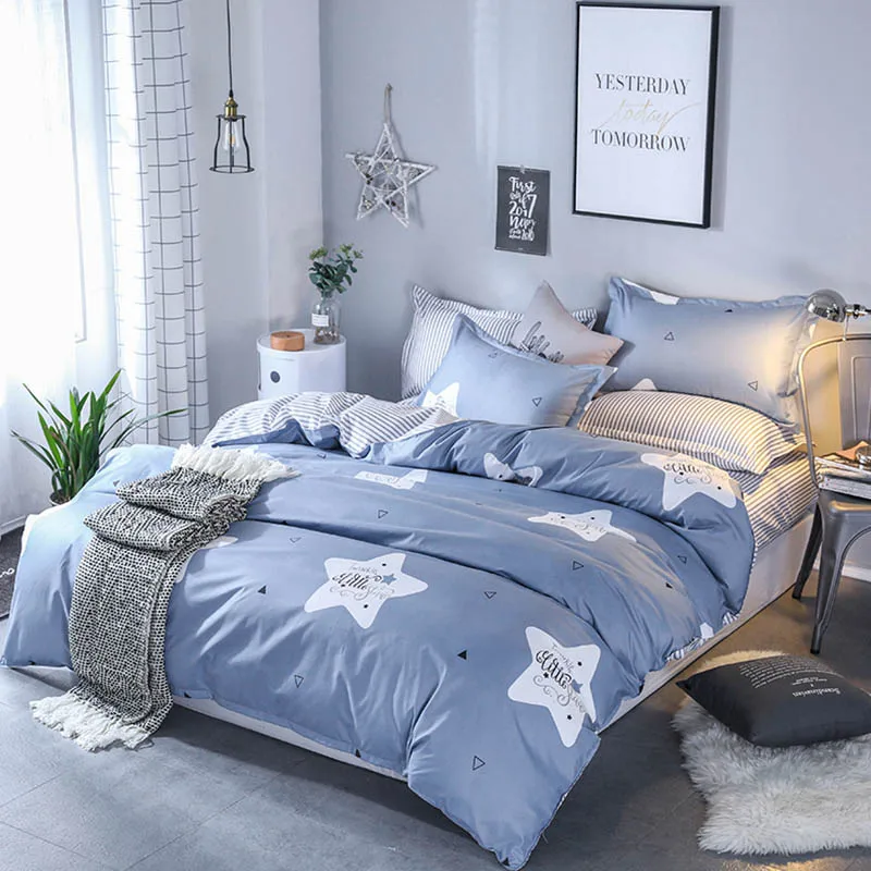 

Dream NS 3PCS Bedding Kit Polyester Blue Star Printed Duvet Cover Pillowcase Child Bedding Set Bedding Article