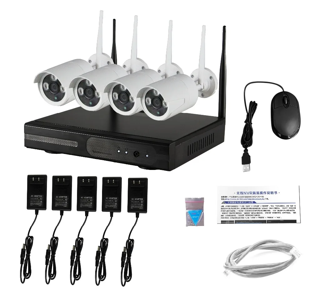 wireless camera wifi nvr kit 4CH 960p NVR P2P onvif 4pcs IP Cam Outdoor