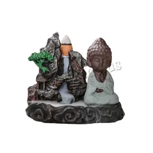 Small Buddha Censer Smoke Waterfall Backflow Incense Burner Ceramic Aromatherapy Furnace Holder Use In Home Office Teahouse