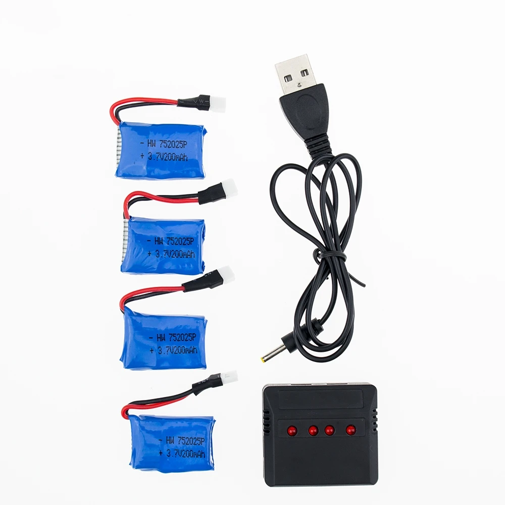 4 шт. 3 7 В 200 мАч Lipo батарея с в 1 зарядное устройство для syma X4 X11 X13 RC Quadcopter Drone |