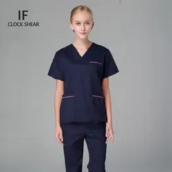 Если новые медицинские предмет одежды Для Мужчин's больничный медицинский скраб набор Доктор Хирургическая Одежда с v-образным вырезом