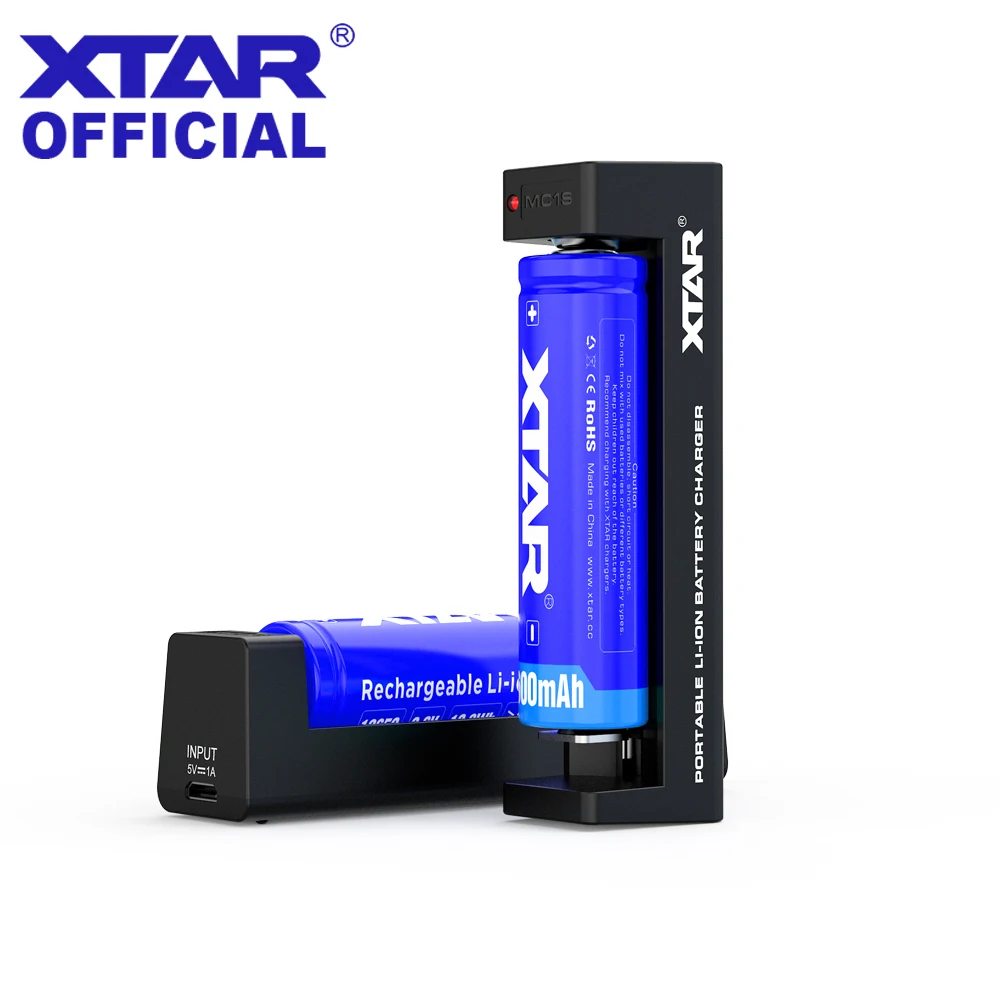 

XTAR MC1S Battery Charger 5V Micro USB Charging 3.6V/3.7V LI-Battery 10400-26650 25500 26650 20700 21700 18650 Battery Charger