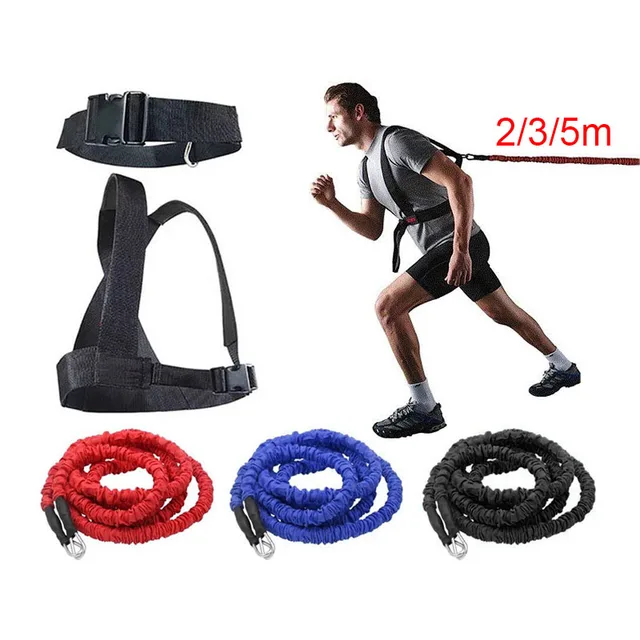 1set 2/3/5m Fitness Equipment Double Resistance Band Training Pull Rope Stretch Rope Track Field Running Explosive Force Jumping