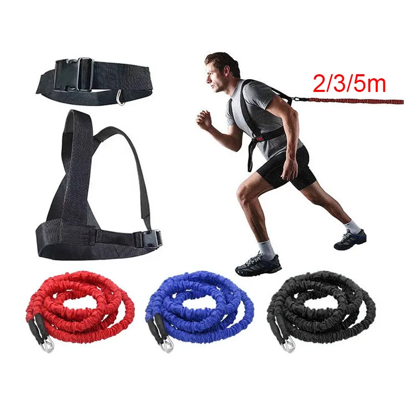 1set 2/3/5m Fitness Equipment Double Resistance Band Training Pull Rope  Stretch Rope Track Field Running Explosive Force Jumping