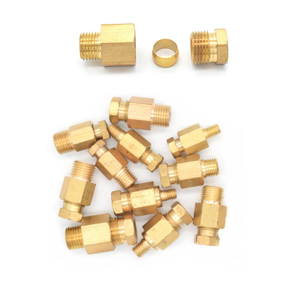 

Compression Ferrule Tube Compression Fitting 4 6 8mm OD Tube Connector Machine tool lubrication Brass oil Pipe Fitting adapter