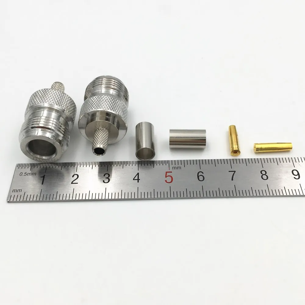 5 шт. латунный N гнездовой разъем для пайки RF коаксиальный обжим кабеля RG58 RG142 LMR195