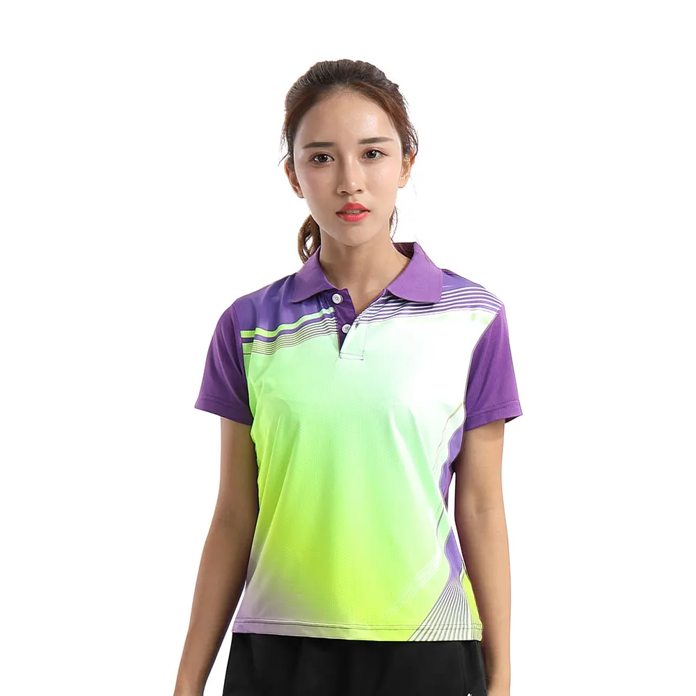 Новая футболка для бадминтона, теннисная футболка для мужчин/женщин, футболка для настольного тенниса, теннисные майки, быстросохнущая спортивная рубашка 213 - Цвет: Woman 1 shirt