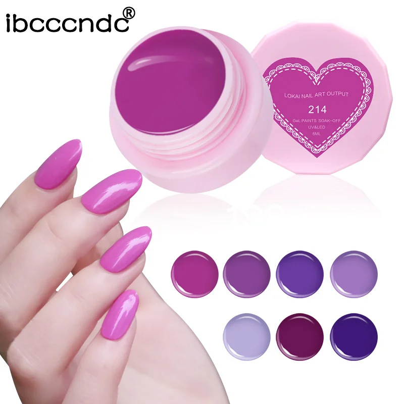 

New 6ml Gel Nail Polish UV Painting Nail Art Design Lacquer UV LED Primer Semi Varnish Gel for Nails Stamping Purple Series Glue