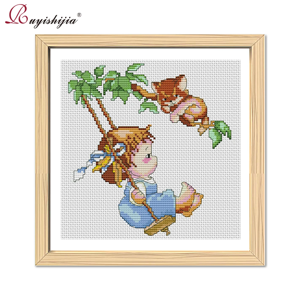 RUYISHIJIA Cross Stitch Kits Handmade Needlework Cartoon Paintings DIY Kids Embroidery Cross-Stitch baby cross stitch kits | Дом и сад