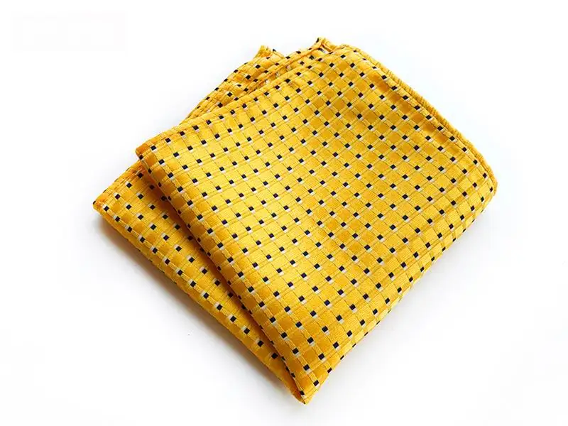 New Luxury Men's Polyester Hanky Polka Dot Yellow Men Fashion Floral Pocket Square Handkerchiefs