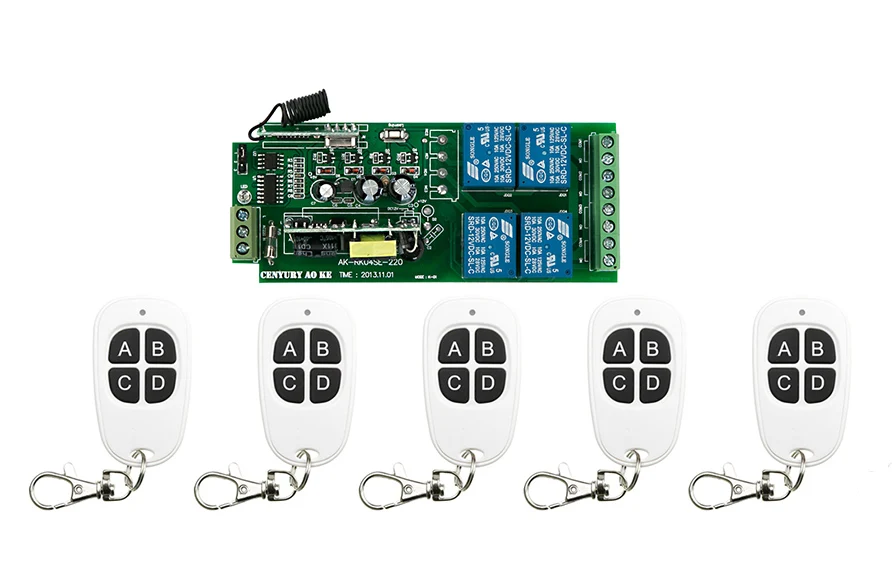 

New AC85v~250V 110V 220V 230V 4CH RF Wireless Remote Control System / Radio Switch remote switch 220v Learning code receiver