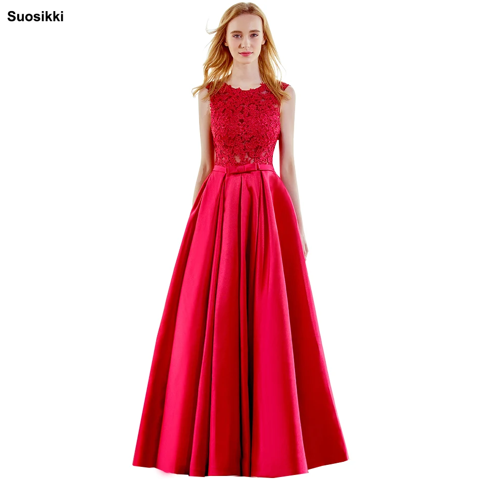 

Robe De Soiree Elegant Evening Dress Long 2018 Appliques Banquet Party Dress Stunning Satin Prom Dresses vestido de festa