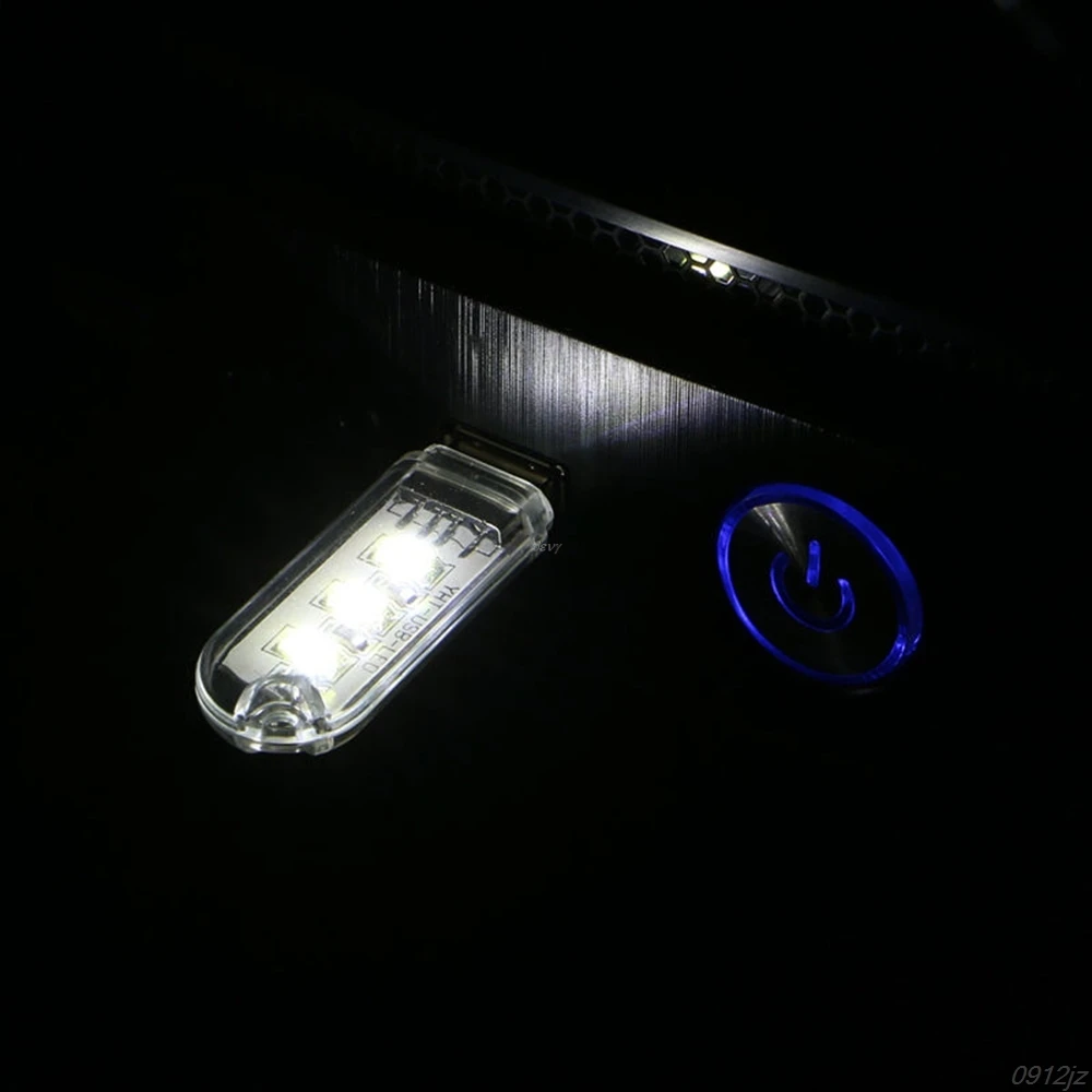 Портативный брелок 3 светодиодный белый ночник USB U диск лампа с крышкой яркий
