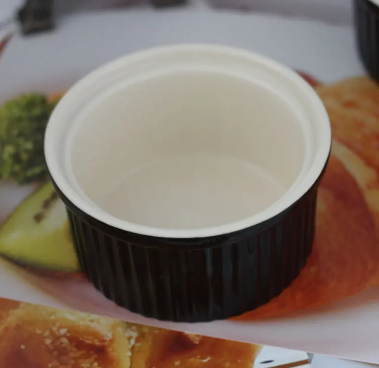 Free shipment Ceramic baking bowl Black Brown Souffle cup baking mold