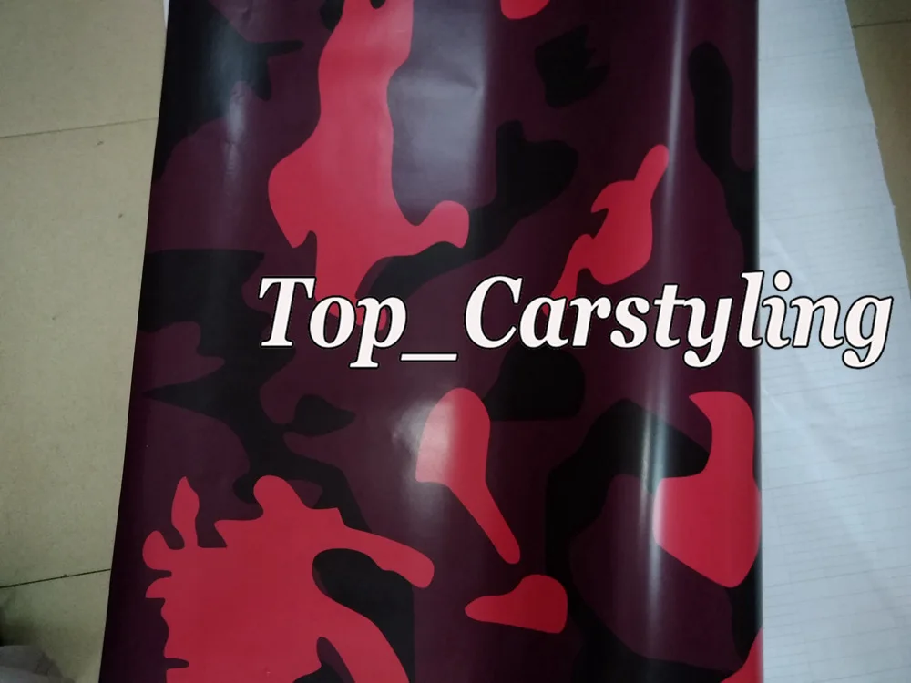 large red black camouflage car wrapping film with air bubble free (4)
