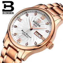 2017 suisse hommes de watchluxury marque horloge binger lumineux montres à quartz complet en acier inoxydable étanche b603b-6
