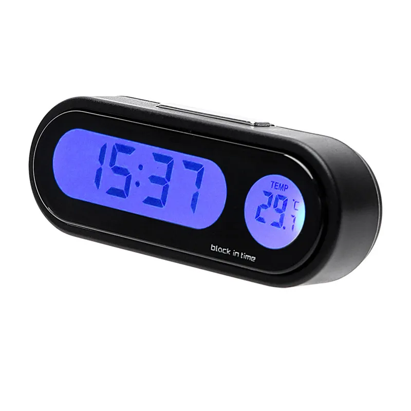 

Convenient Portable Multifunction Auto Digital 12V LCD Car Accurate LED Electronic Time Clock Thermometer With Backlight#290120