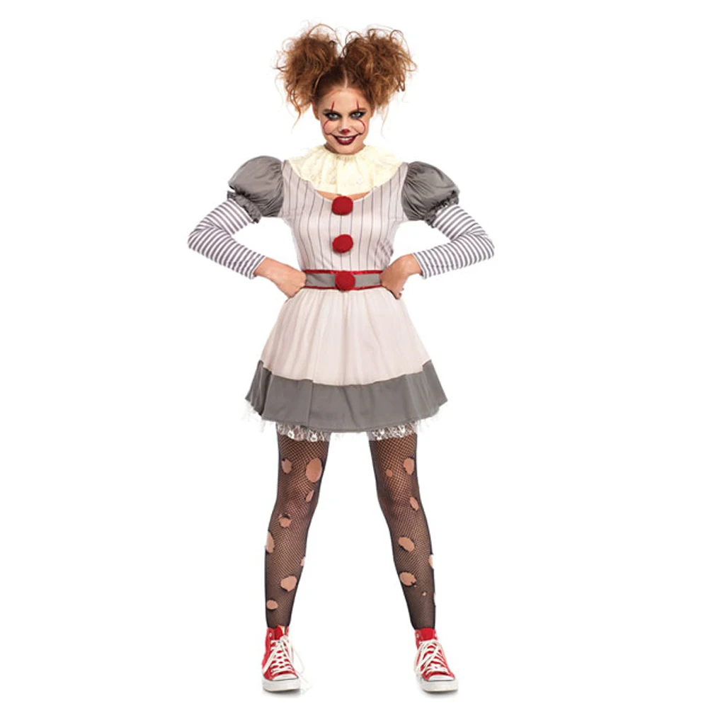 Umorden Стивен Кинг это клоун Pennywise косплей костюм для женщин подростков девочек Хэллоуин Карнавал Mardi Gras вечерние платья