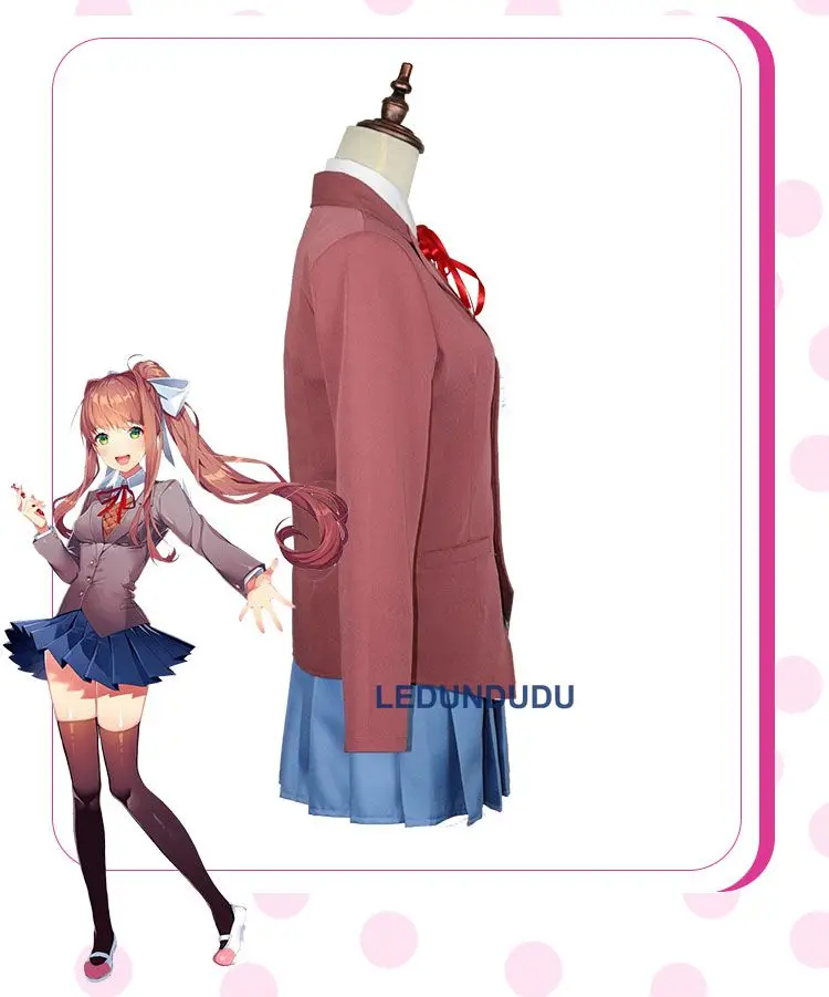 Модная Игра Doki литература клуб Monika косплэй костюм Sayori Юрий Нацуки школьная форма для девочек Женская одежда полный комплект