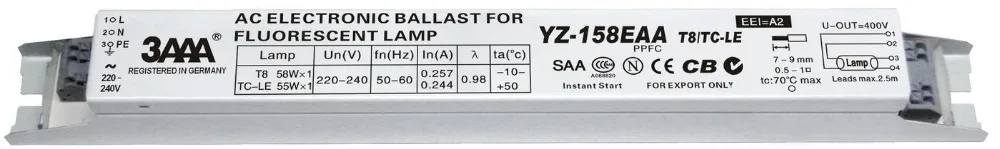 220V YZ-158EAA YZ-258EAA T8/TC-L 2*58W 2*55W электронный балласт для T8 55W люминесцентная лампа 58W Реклама Светильник коробка выпрямителя