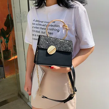 

Female Crossbody Tote Bag Women 2019 Quality PU Leather Luxury Handbags Designer Sac A Main Ladies Sequin Shoulder Messenger Bag