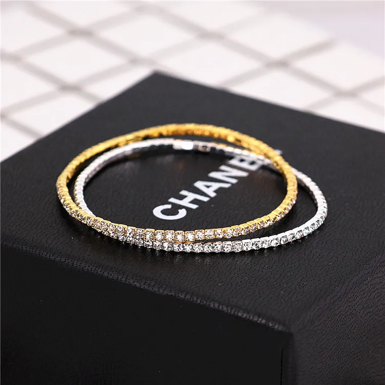 

2019 New Bracelets For Women Gold Silver Full Crystal Elastic Bracelet Girl Gifts Jewelry Accessories pulseras mujer bileklik