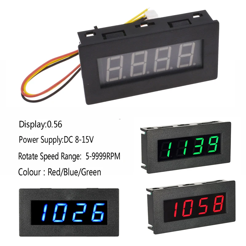 Высокоточный Цифровой частотный Тахометр 0,5" 4 светодиодный DC 8-15 в автомобильный измеритель скорости двигателя измеритель скорости оборотов в минуту 5-9999R/M tacometro