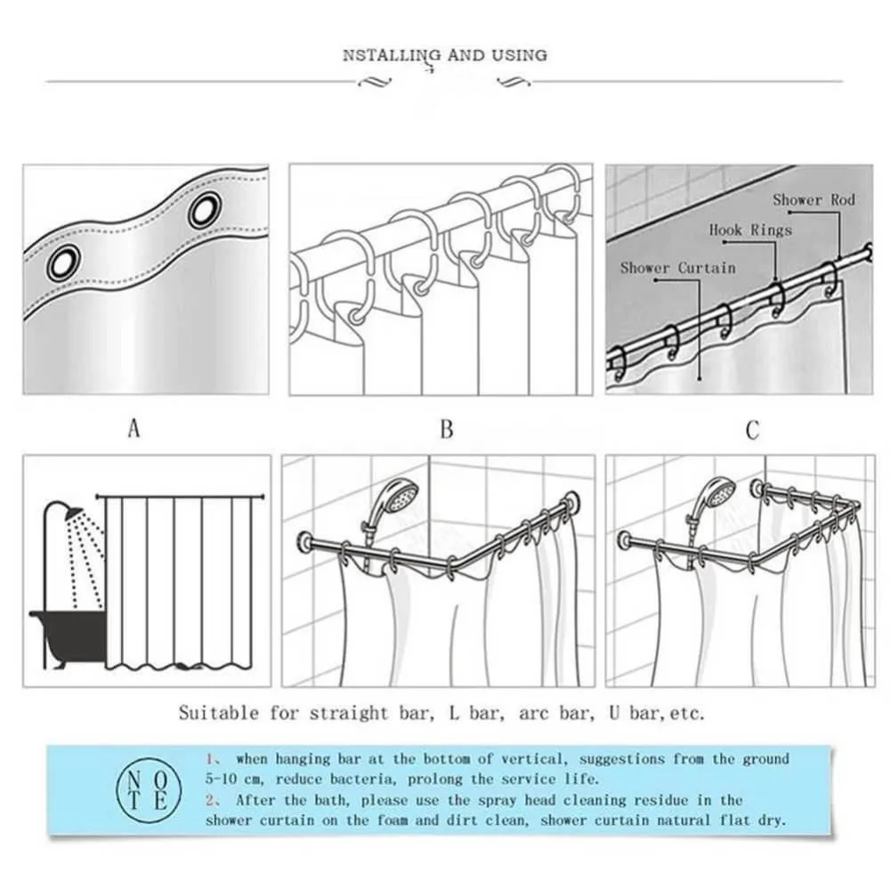 Installing and using of shower curtain