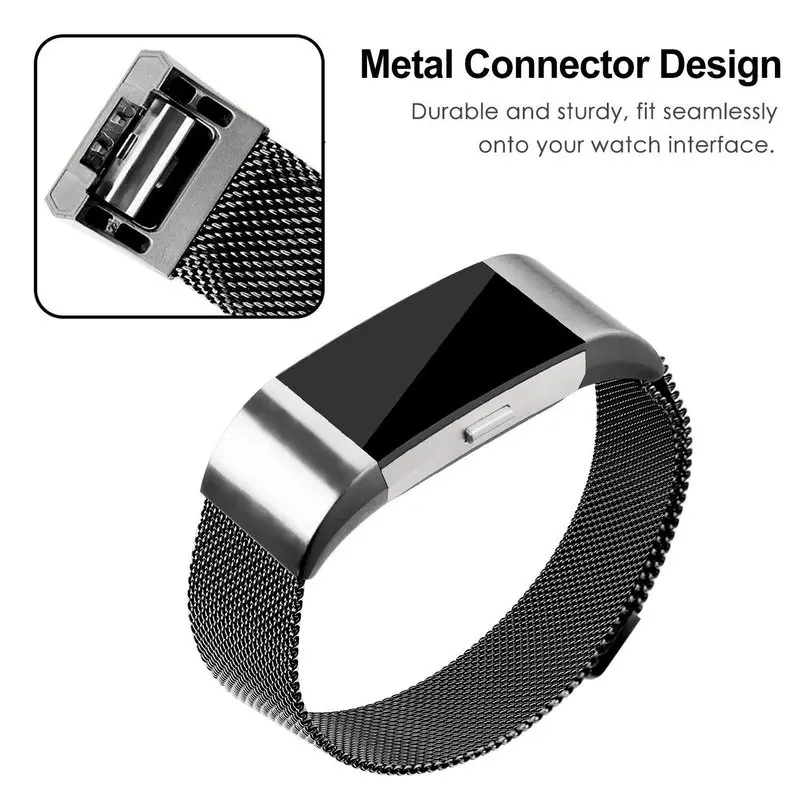 Миланская петля для Fitbit Charge 2 Hr ремешок сменный Браслет из нержавеющей стали Fit Bit