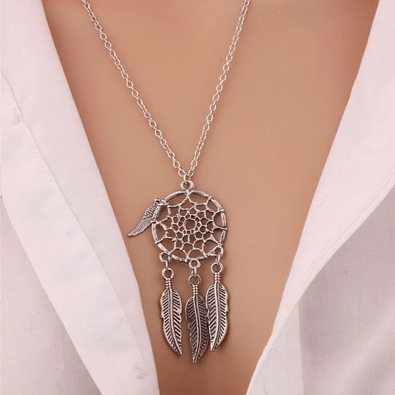 N717 кисточкой перо крыло Bijoux женщин ожерелье кулон в виде Ловца снов цепи ожерелья