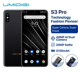 UMIDIGI S3 PRO Android 9,0 48MP + 12MP + 20MP супер камера 5150 mAh большой Мощность 128 GB 6 GB 6,3 "FHD + NFC Керамика Глобальный группы смартфон