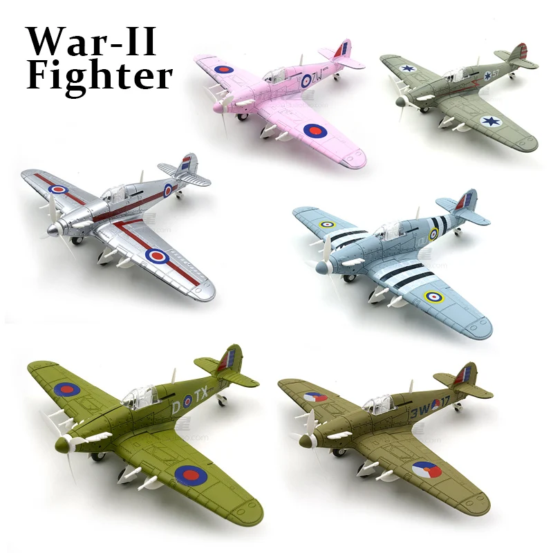 

6 Colors 1/48 4d Assemble military Model Toys building sets airplane Hawker Hurricane Fighter Diecast War-II aircraft plane