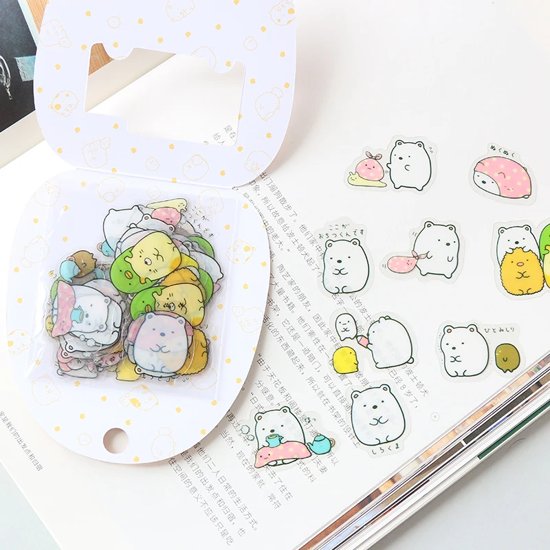 50 шт./упак. Kawaii Bear Cat DIY клейкие ПВХ наклейки декоративный дневник альбом клейкая