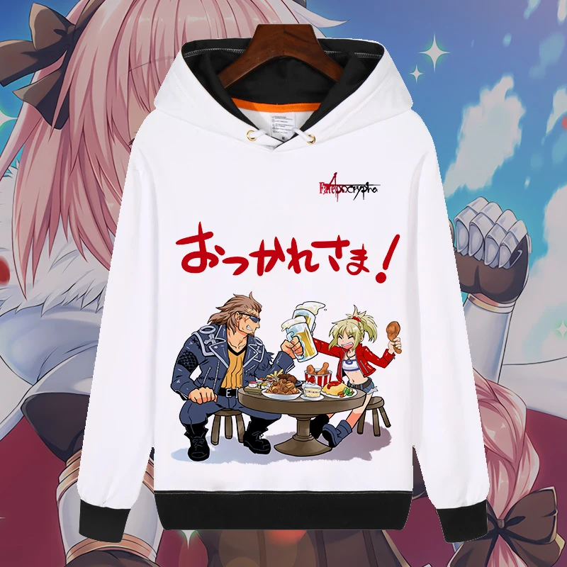 Модные толстовки с капюшоном с рисунком из аниме Fate/Апокриф Astolfo Жанны д 'Арк Косплэй Белый свитшот осень унисекс с капюшоном пуловеры, пальто, топы