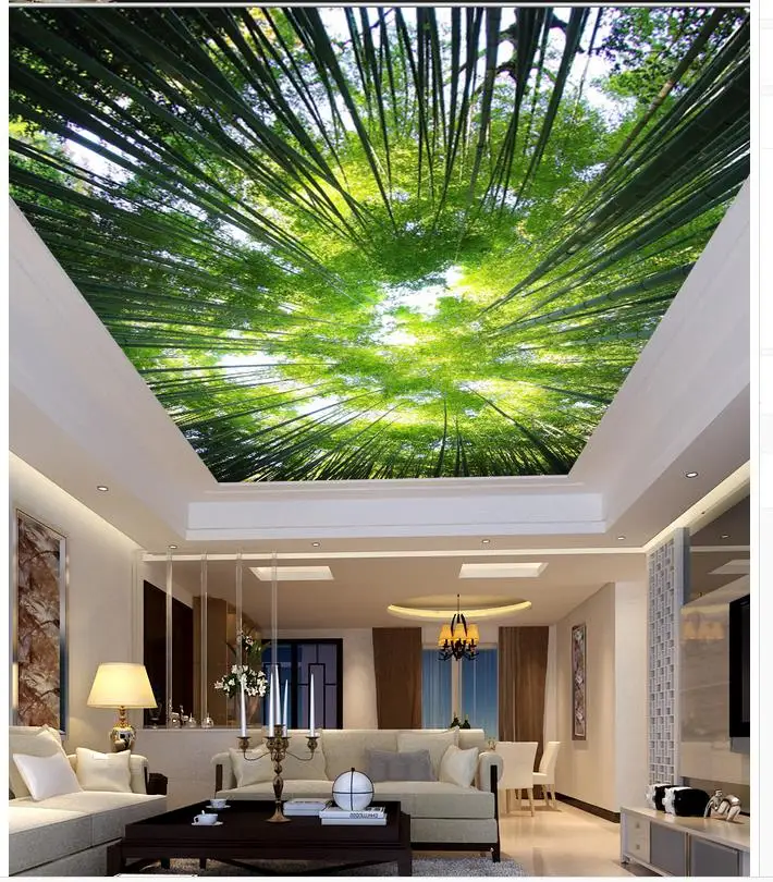 

3d wallpaper mural Home Decoration Bamboo Sky Ceiling 3d murals wallpaper for living room Ceiling Non woven wallpaper