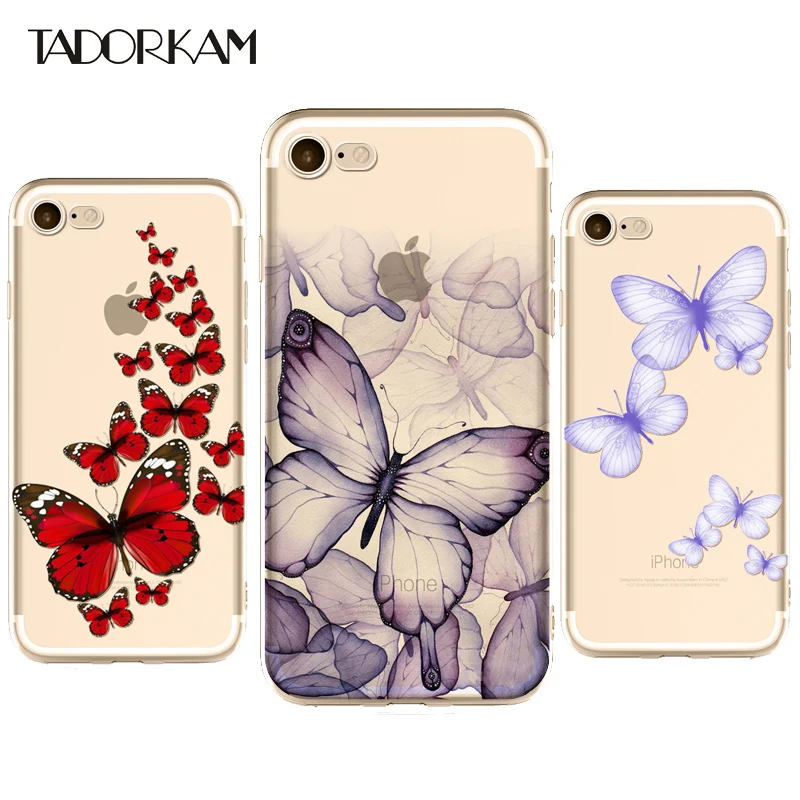 Colorful Butterfly Cell Phone cases For iphone 7 8plus Cartoon