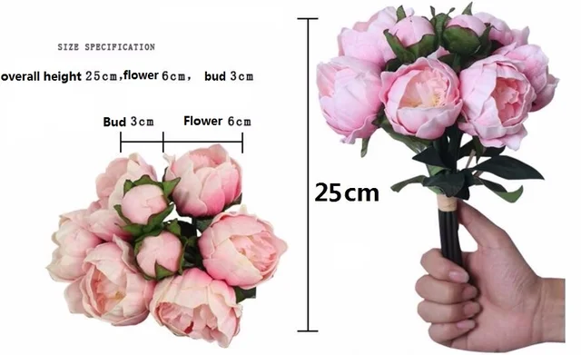 Bridal Bridesmaid Bouquets Pu Real Touch Peony Bouquet Wedding Party Bridal Bridesmaid Bouquets Pu Real Touch Peony Bouquet Wedding Party Decoration Artificial Flower Table Centerpiece