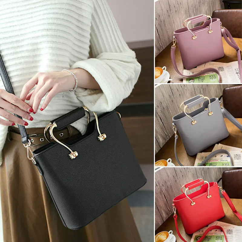 

2019 New Fashion Women Shoulder Messenger PU Leather Bag Handbag Bucket Crossbody Top-Handle Bags Popular Women bag