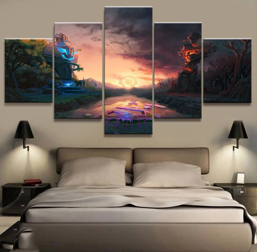 5 Panel DOTA 2 Game Canvas Printed Painting For Living Room Wall Art ...