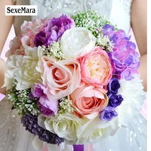 SexeMara Свадебный букет смешанные цвета брошь свадебные аксессуары, букеты Искусственные Свадебные цветы Свадебные букеты