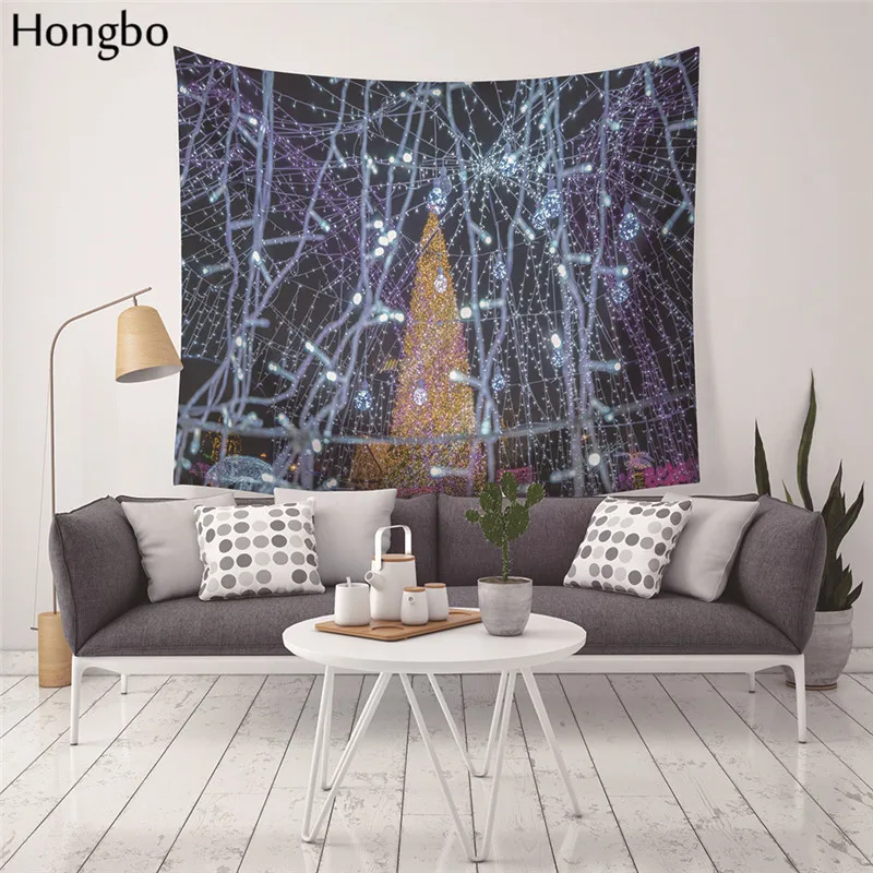 

Hongbo Merry Christmas Tree Tapestries Snow Wall Hanging Blanket Pine Tree Home Dorm Decorative Tapestry